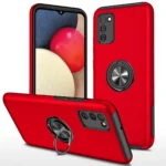 Uray store Samsung Galaxy A02S Kılıf Elit Yüzüklü Kapak - Kırmızı