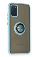 Uray store Samsung Galaxy A02S Kılıf Montreal Yüzüklü Silikon Kapak - Buz Mavi - Görsel 2