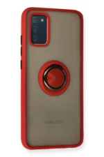 Uray store Samsung Galaxy A02S Kılıf Montreal Yüzüklü Silikon Kapak - Kırmızı - Görsel 2