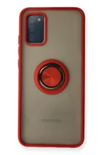 Uray store Samsung Galaxy A02S Kılıf Montreal Yüzüklü Silikon Kapak - Kırmızı