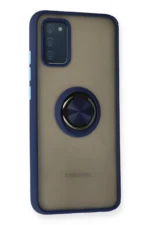 Uray store Samsung Galaxy A02S Kılıf Montreal Yüzüklü Silikon Kapak - Lacivert - Görsel 2