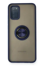 Uray store Samsung Galaxy A02S Kılıf Montreal Yüzüklü Silikon Kapak - Lacivert