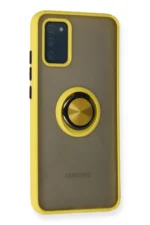 Uray store Samsung Galaxy A02S Kılıf Montreal Yüzüklü Silikon Kapak - Sarı - Görsel 2