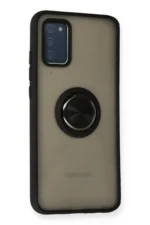 Uray store Samsung Galaxy A02S Kılıf Montreal Yüzüklü Silikon Kapak - Siyah - Görsel 2