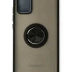 Uray store Samsung Galaxy A02S Kılıf Montreal Yüzüklü Silikon Kapak - Siyah