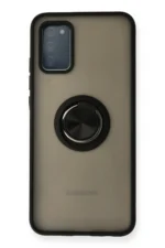 Uray store Samsung Galaxy A02S Kılıf Montreal Yüzüklü Silikon Kapak - Siyah
