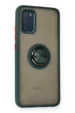 Uray store Samsung Galaxy A02S Kılıf Montreal Yüzüklü Silikon Kapak - Yeşil - Görsel 2