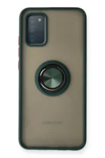Uray store Samsung Galaxy A02S Kılıf Montreal Yüzüklü Silikon Kapak - Yeşil