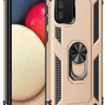 Uray store Samsung Galaxy A02S Kılıf Sofya Yüzüklü Silikon Kapak - Gold