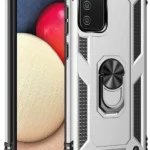 Uray store Samsung Galaxy A02S Kılıf Sofya Yüzüklü Silikon Kapak - Gümüş