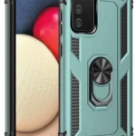 Uray store Samsung Galaxy A02S Kılıf Sofya Yüzüklü Silikon Kapak - Yeşil