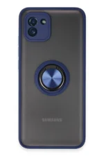 Uray store Samsung Galaxy A03 Kılıf Montreal Yüzüklü Silikon Kapak - Lacivert