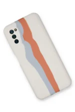 Uray store Samsung Galaxy A03S Kılıf Ebruli Lansman Silikon - Beyaz-Turuncu - Görsel 2