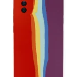 Uray store Samsung Galaxy A03S Kılıf Ebruli Lansman Silikon - Kırmızı-Mor