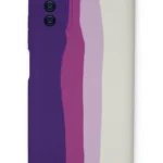 Uray store Samsung Galaxy A03S Kılıf Ebruli Lansman Silikon - Mor-Beyaz