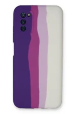 Uray store Samsung Galaxy A03S Kılıf Ebruli Lansman Silikon - Mor-Beyaz