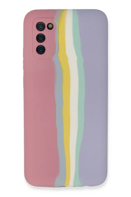 Uray store Samsung Galaxy A03S Kılıf Ebruli Lansman Silikon - Pembe-Lila