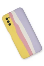 Uray store Samsung Galaxy A03S Kılıf Ebruli Lansman Silikon - Sarı-Mavi - Görsel 2