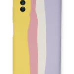 Uray store Samsung Galaxy A03S Kılıf Ebruli Lansman Silikon - Sarı-Mavi