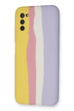 Uray store Samsung Galaxy A03S Kılıf Ebruli Lansman Silikon - Sarı-Mavi - Görsel 3