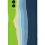 Uray store Samsung Galaxy A03S Kılıf Ebruli Lansman Silikon - Yeşil-Koyu Yeşil