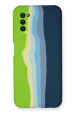 Uray store Samsung Galaxy A03S Kılıf Ebruli Lansman Silikon - Yeşil-Koyu Yeşil