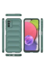 Uray store Samsung Galaxy A03S Kılıf Optimum Silikon - Koyu Yeşil - Görsel 3