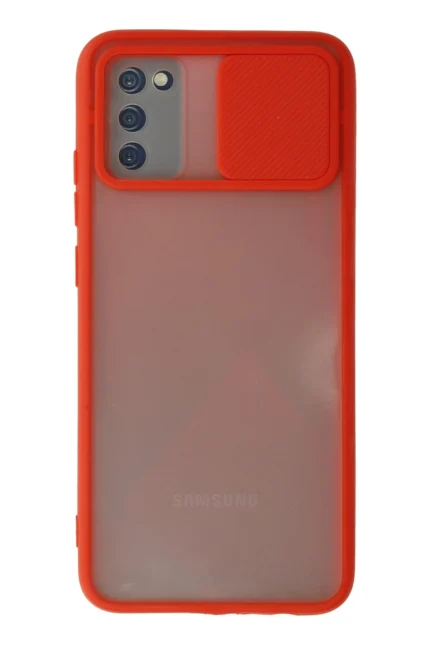 Uray store Samsung Galaxy A03S Kılıf Palm Buzlu Kamera Sürgülü Silikon - Kırmızı