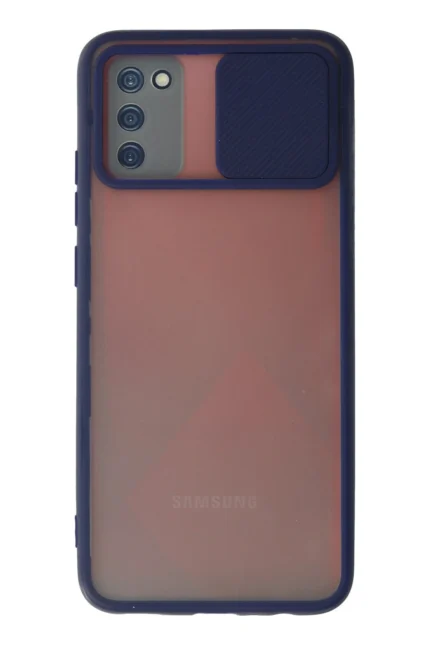 Uray store Samsung Galaxy A03S Kılıf Palm Buzlu Kamera Sürgülü Silikon - Lacivert
