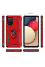 Uray store Samsung Galaxy A03S Kılıf Sofya Yüzüklü Silikon Kapak - Kırmızı - Görsel 3
