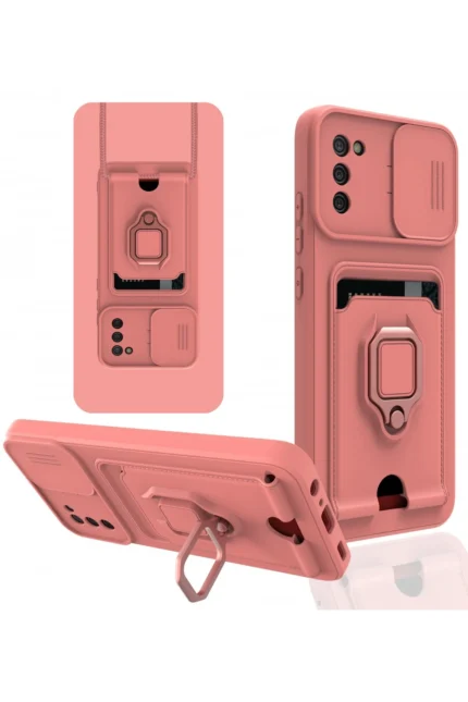 Uray store Samsung Galaxy A03S Kılıf Zuma Kartvizitli Yüzüklü Silikon - Pembe