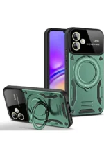 Uray store Samsung Galaxy A05 Kılıf Joy Lens Standlı Kapak - Koyu Yeşil