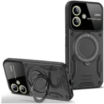 Uray store Samsung Galaxy A06 Kılıf Joy Lens Standlı Kapak - Siyah