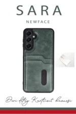 Uray store Samsung Galaxy A06 Kılıf Sara Kartvizitli Deri Kılıf - Taba - Görsel 2
