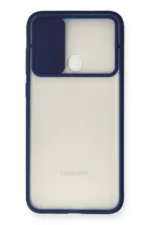 Uray store Samsung Galaxy A11 Kılıf Palm Buzlu Kamera Sürgülü Silikon - Lacivert - Görsel 2