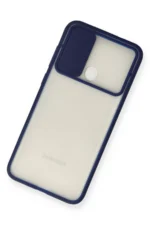 Uray store Samsung Galaxy A11 Kılıf Palm Buzlu Kamera Sürgülü Silikon - Lacivert - Görsel 3