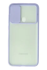 Uray store Samsung Galaxy A11 Kılıf Palm Buzlu Kamera Sürgülü Silikon - Lila - Görsel 2