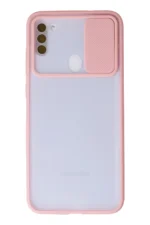 Uray store Samsung Galaxy A11 Kılıf Palm Buzlu Kamera Sürgülü Silikon - Pembe - Görsel 4