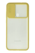 Uray store Samsung Galaxy A11 Kılıf Palm Buzlu Kamera Sürgülü Silikon - Sarı - Görsel 2