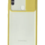 Uray store Samsung Galaxy A11 Kılıf Palm Buzlu Kamera Sürgülü Silikon - Sarı