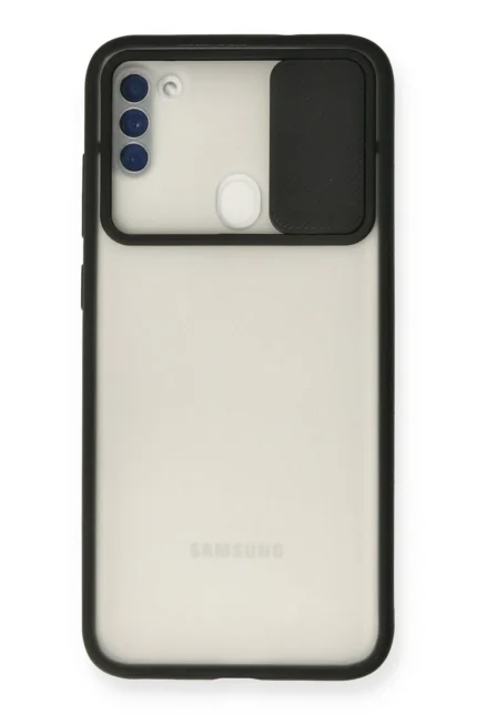 Uray store Samsung Galaxy A11 Kılıf Palm Buzlu Kamera Sürgülü Silikon - Siyah