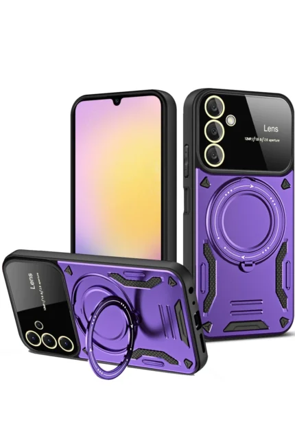 Uray store Samsung Galaxy A14 4G Kılıf Joy Lens Standlı Kapak - Mor