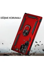 Uray store Samsung Galaxy A14 4G Kılıf Sofya Yüzüklü Silikon Kapak - Kırmızı - Görsel 3