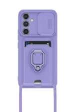 Uray store Samsung Galaxy A14 4G Kılıf Zuma Kartvizitli Yüzüklü Silikon - Lila - Görsel 2