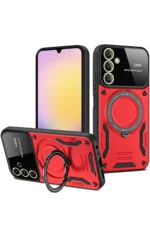Uray store Samsung Galaxy A15 4G Kılıf Joy Lens Standlı Kapak - Kırmızı