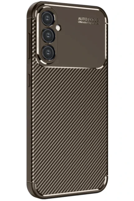 Uray store Samsung Galaxy A16 5G Kılıf Auto Focus Karbon Kapak - Kahverengi