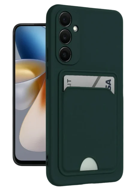 Uray store Samsung Galaxy A16 5G Kılıf Kelvin Kartvizitli Silikon - Koyu Yeşil