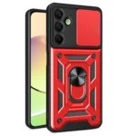 Uray store Samsung Galaxy A16 5G Kılıf Pars Lens Yüzüklü Silikon - Kırmızı