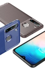 Uray store Samsung Galaxy A21 Kılıf Auto Focus Karbon Kapak - Kahverengi - Görsel 2