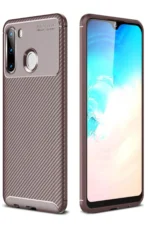 Uray store Samsung Galaxy A21 Kılıf Auto Focus Karbon Kapak - Kahverengi